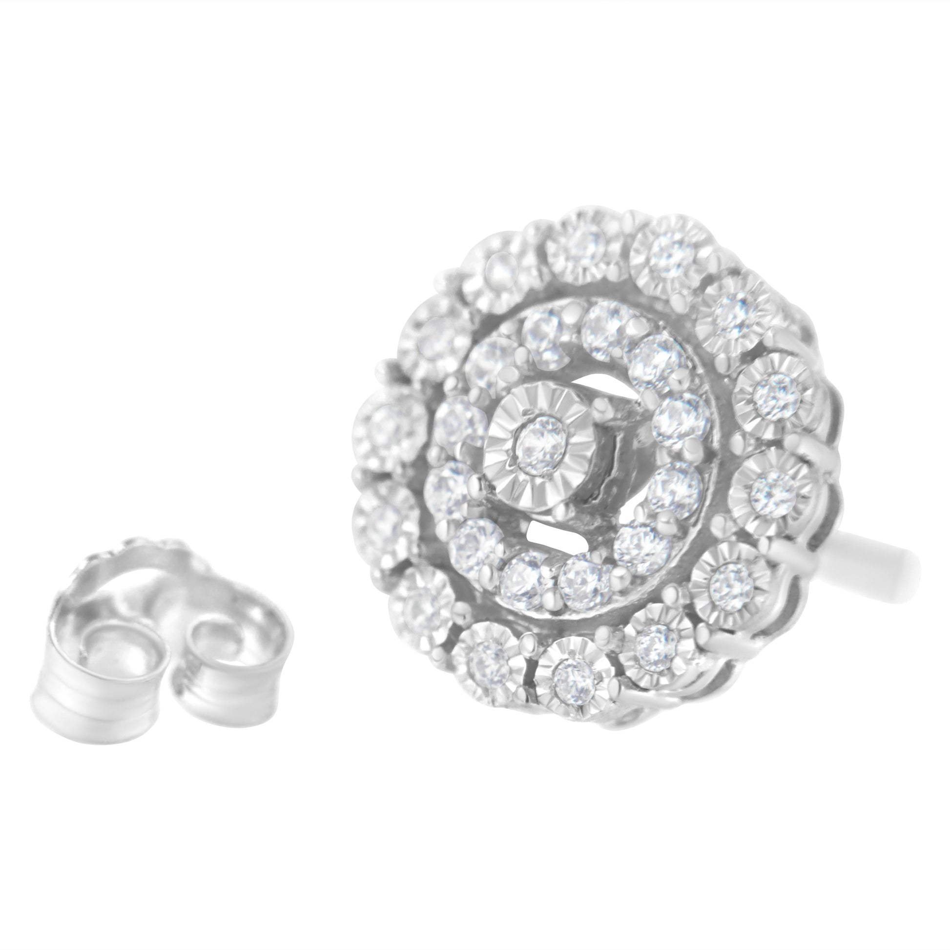 10KT White Gold 1/2 cttw Double Halo Brilliant Round-Cut Diamond Stud Earrings (I-J Clarity, I2-I3 Color) Bids.com