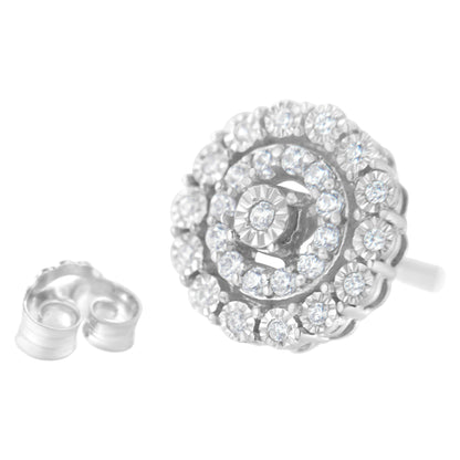 10KT White Gold 1/2 cttw Double Halo Brilliant Round-Cut Diamond Stud Earrings (I-J Clarity, I2-I3 Color) Bids.com