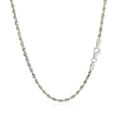2.5mm 14k White Gold Solid Diamond Cut Rope Chain Bids.com