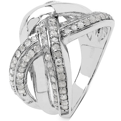 0.55 Carat Genuine White Diamond .925 Sterling Silver Ring Bids.com