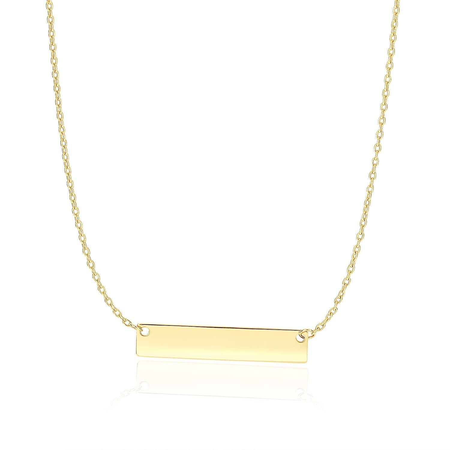 14k Yellow Gold Smooth Flat Horizontal Bar Style Necklace Bids.com