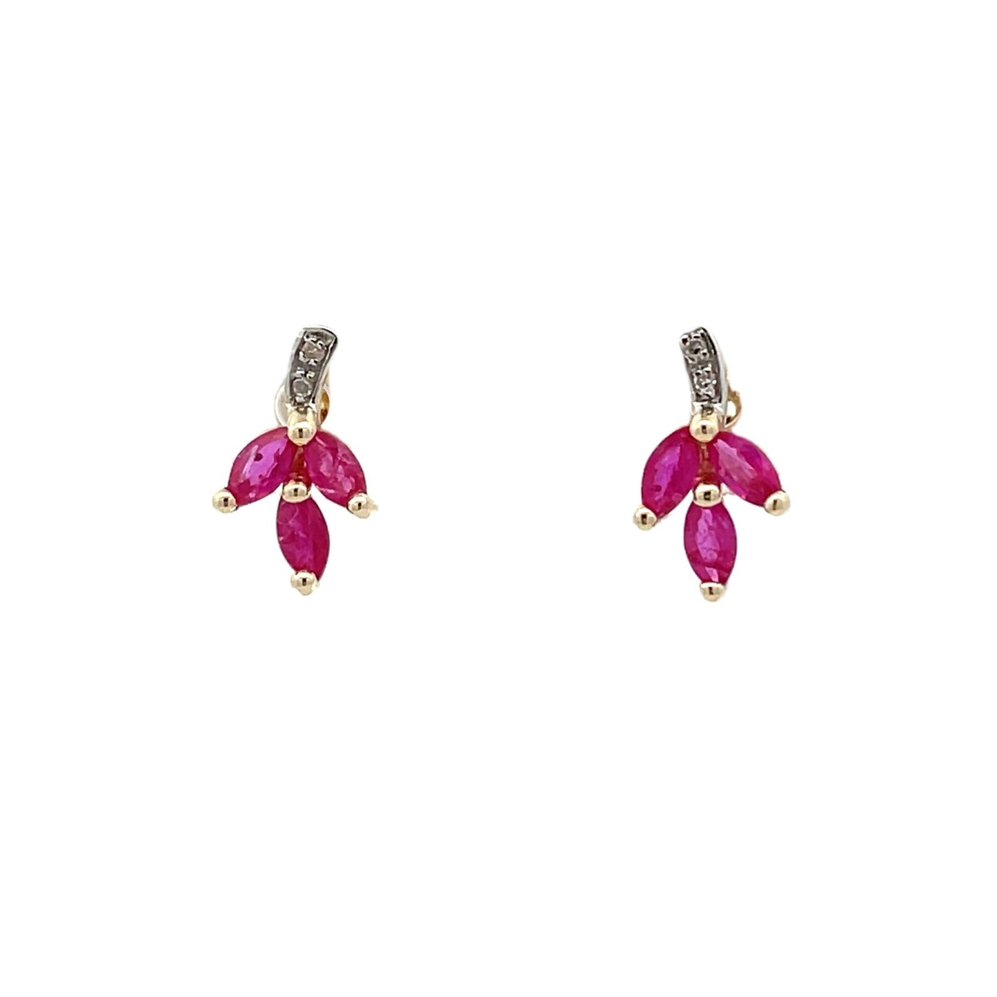 Natural .58ct Ruby Diamond Earrings 10KT Yellow Gold Bids.com
