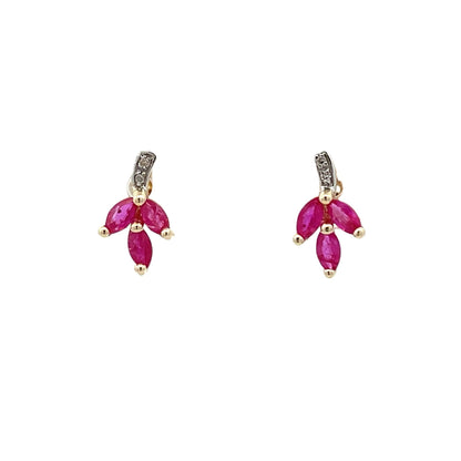 Natural .58ct Ruby Diamond Earrings 10KT Yellow Gold Bids.com