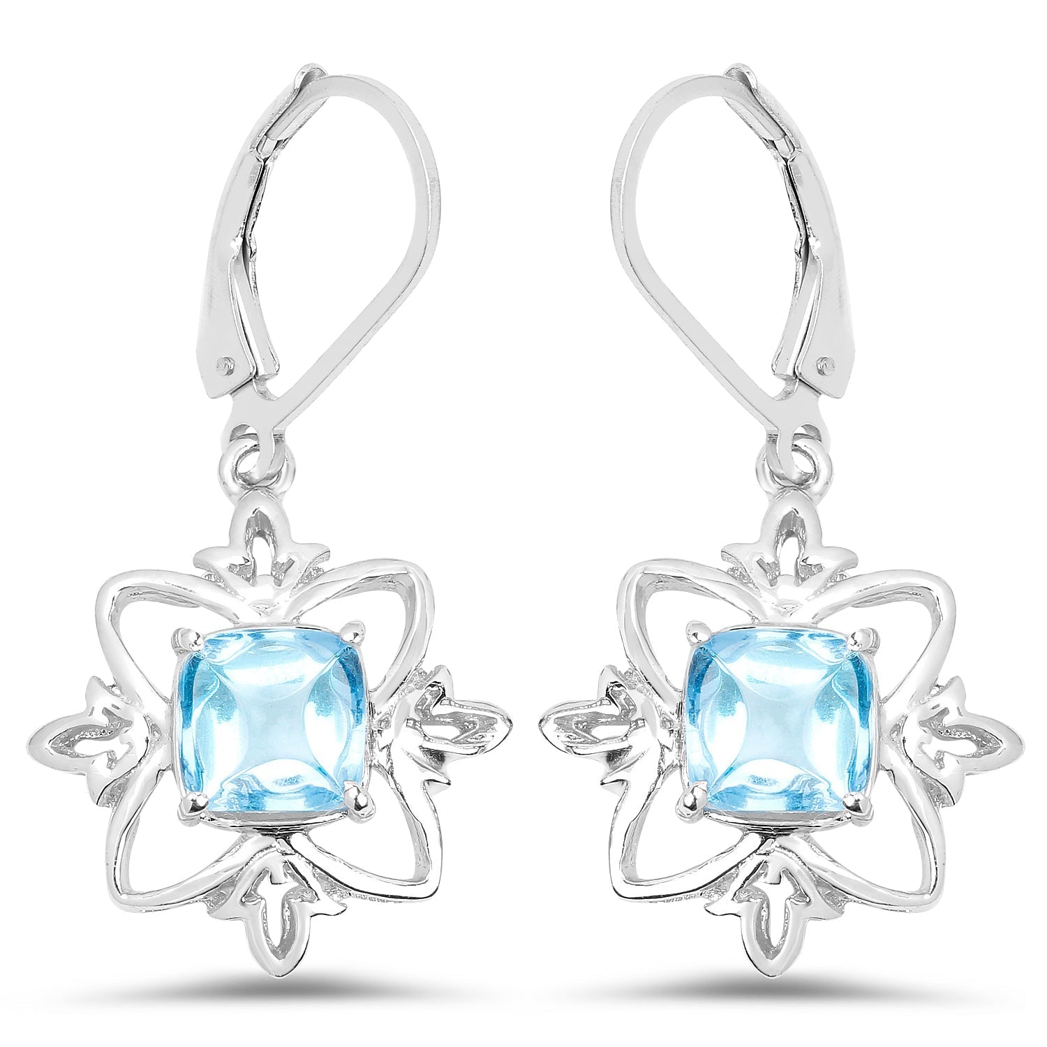 5.30 Carat Genuine Swiss Blue Topaz .925 Sterling Silver Earrings Bids.com