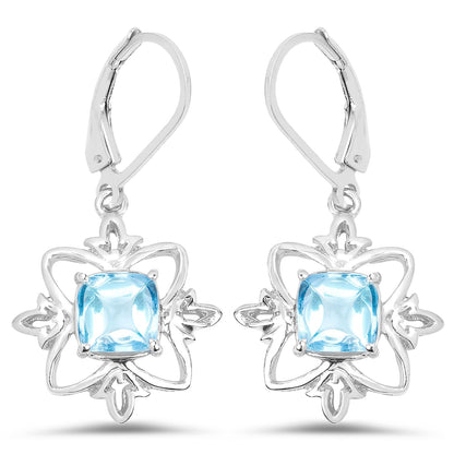 5.30 Carat Genuine Swiss Blue Topaz .925 Sterling Silver Earrings Bids.com