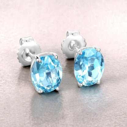 4.00 Carat Genuine Swiss Blue Topaz .925 Sterling Silver Earrings Bids.com