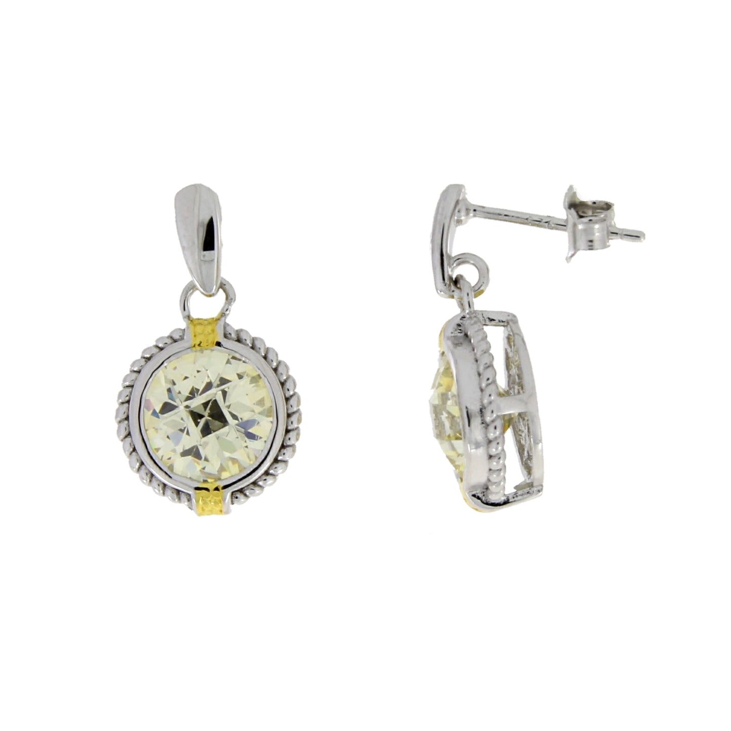 Natural Cubic Zirconium Dangle Earrings Sterling Silver Bids.com