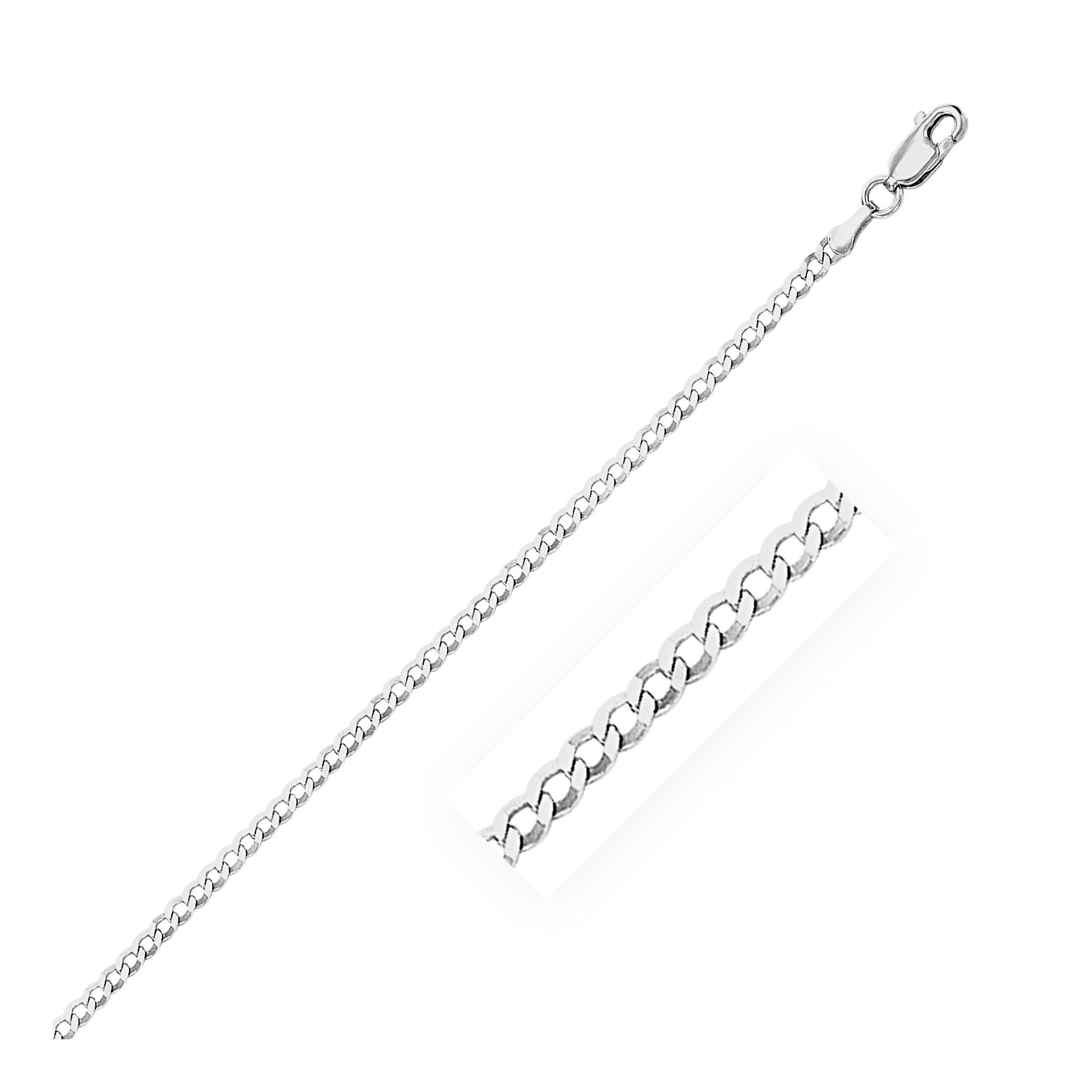 2.6mm 14k White Gold Curb Link Anklet Bids.com