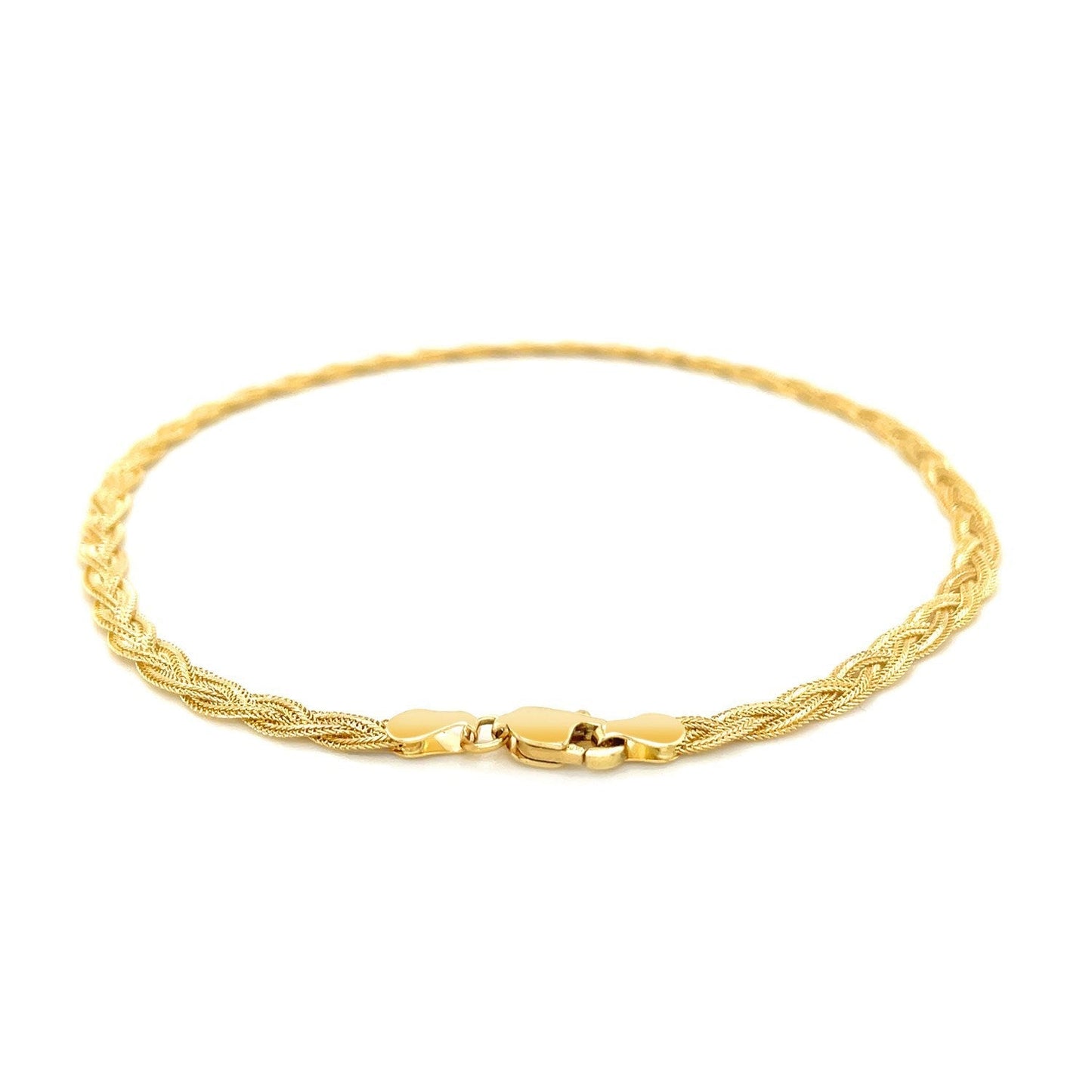 3.5mm 14k Yellow Braided Foxtail Anklet Bids.com