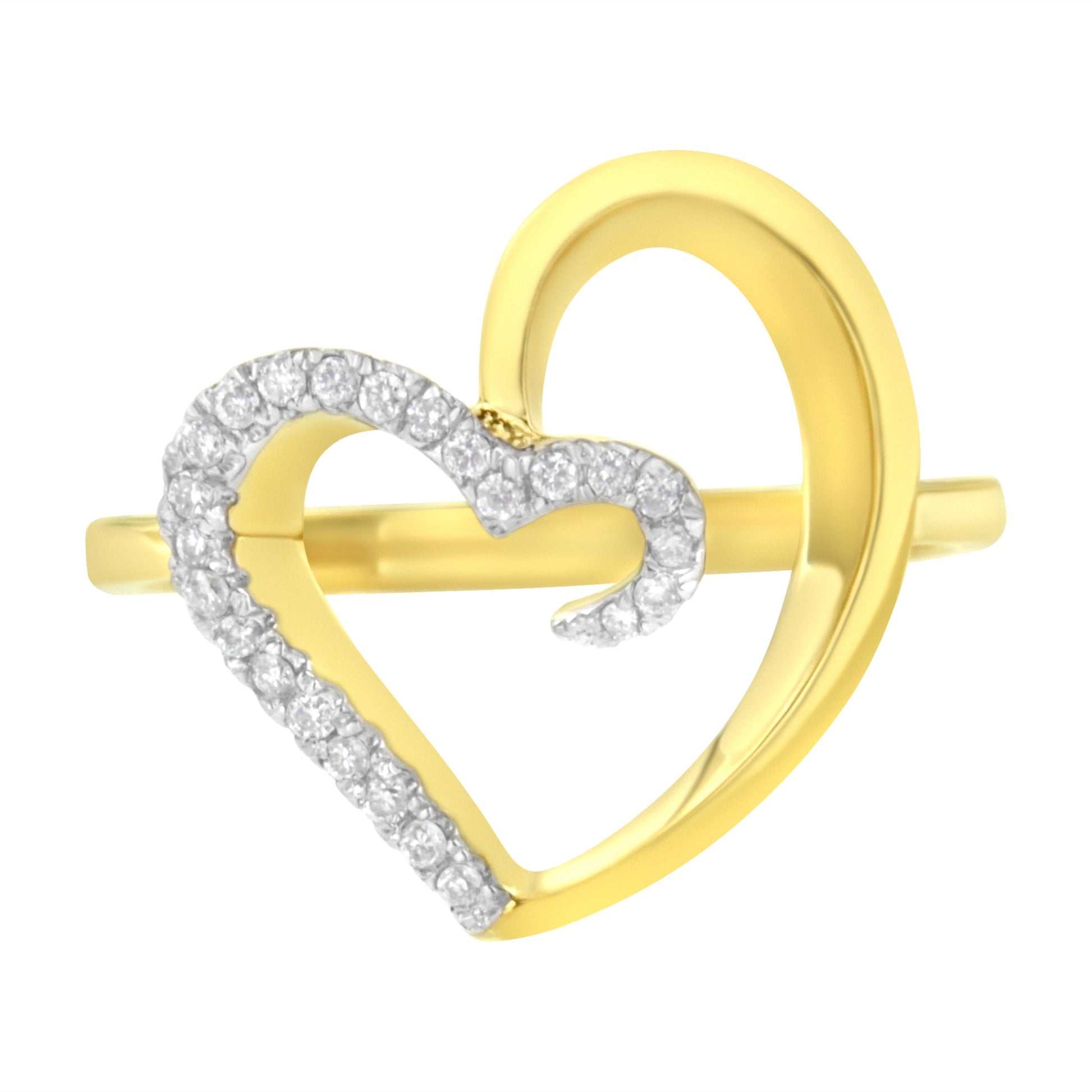 14KT Yellow Gold 1/10 ctw. Diamond Heart Shape Ring (K-L, I1-I2) - Size 7 Bids.com