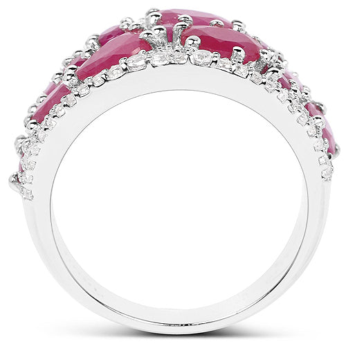 3.89 Carat Genuine Ruby and White Zircon .925 Sterling Silver Ring Bids.com