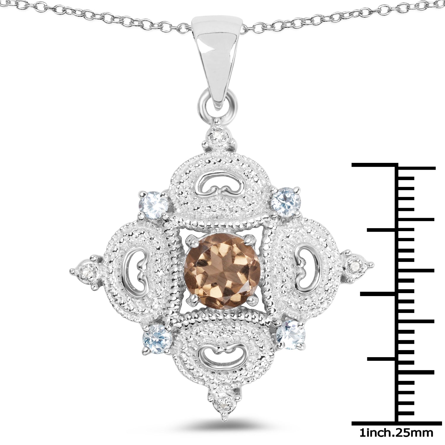 3.00 Carat Genuine Smoky Quartz, Blue Topaz and White Topaz .925 Sterling Silver Pendant Bids.com
