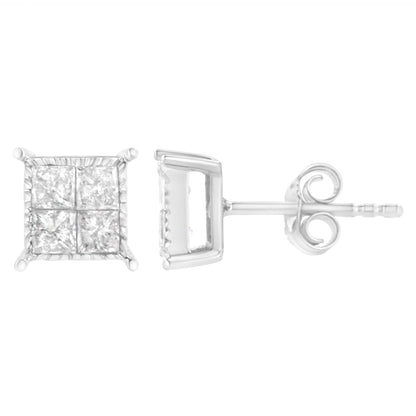 Sterling Silver 3/4 cttw Composite Diamond Stud Earrings (I-J, I2-I3) Bids.com