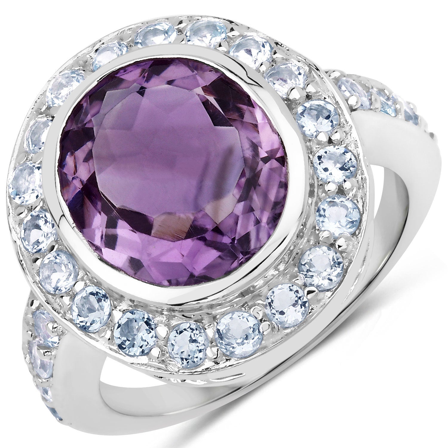 4.77 Carat Genuine Amethyst and Blue Topaz .925 Sterling Silver Ring Bids.com