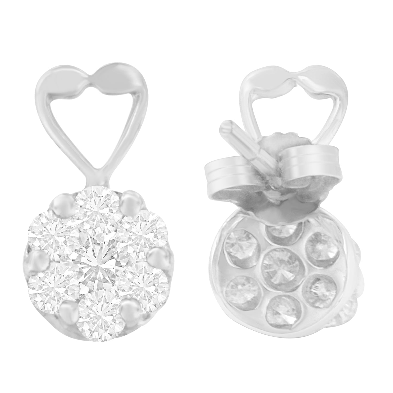 14K White Gold 1 1/4 cttw Round Cut Diamond Earrings (H-I, I1-I2) Bids.com