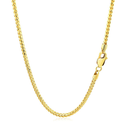 2.2mm 14k Yellow Solid Gold Diamond Cut Round Franco Chain Bids.com