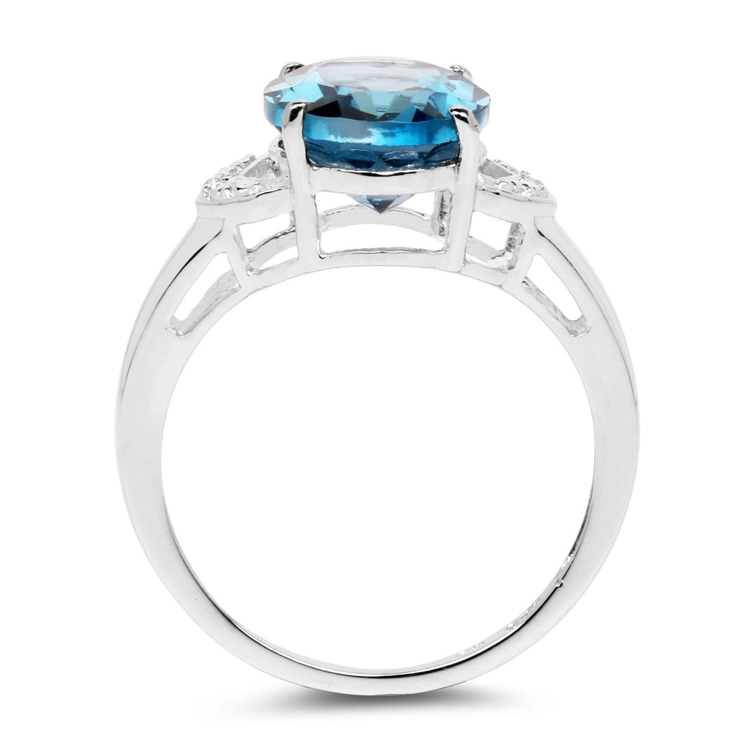 4.26 Carat Genuine London Blue Topaz & White Topaz .925 Sterling Silver Ring Bids.com