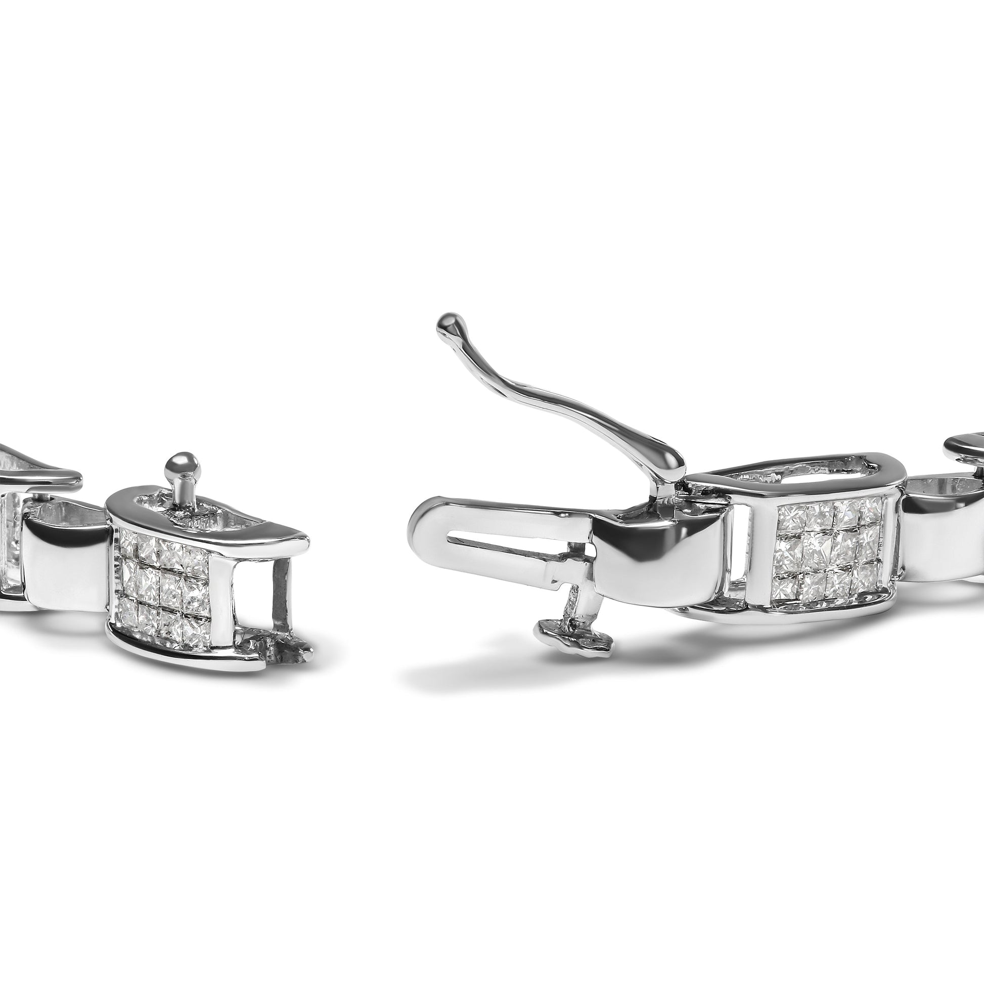 14K White Gold 2.00 Cttw Princess Diamond Invisible Set Link Bracelet (H-I Color, SI2-I1 Clarity) - 7" Bids.com