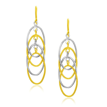 14k Two-Tone Gold Multiple Layer Interlaced Earrings Bids.com