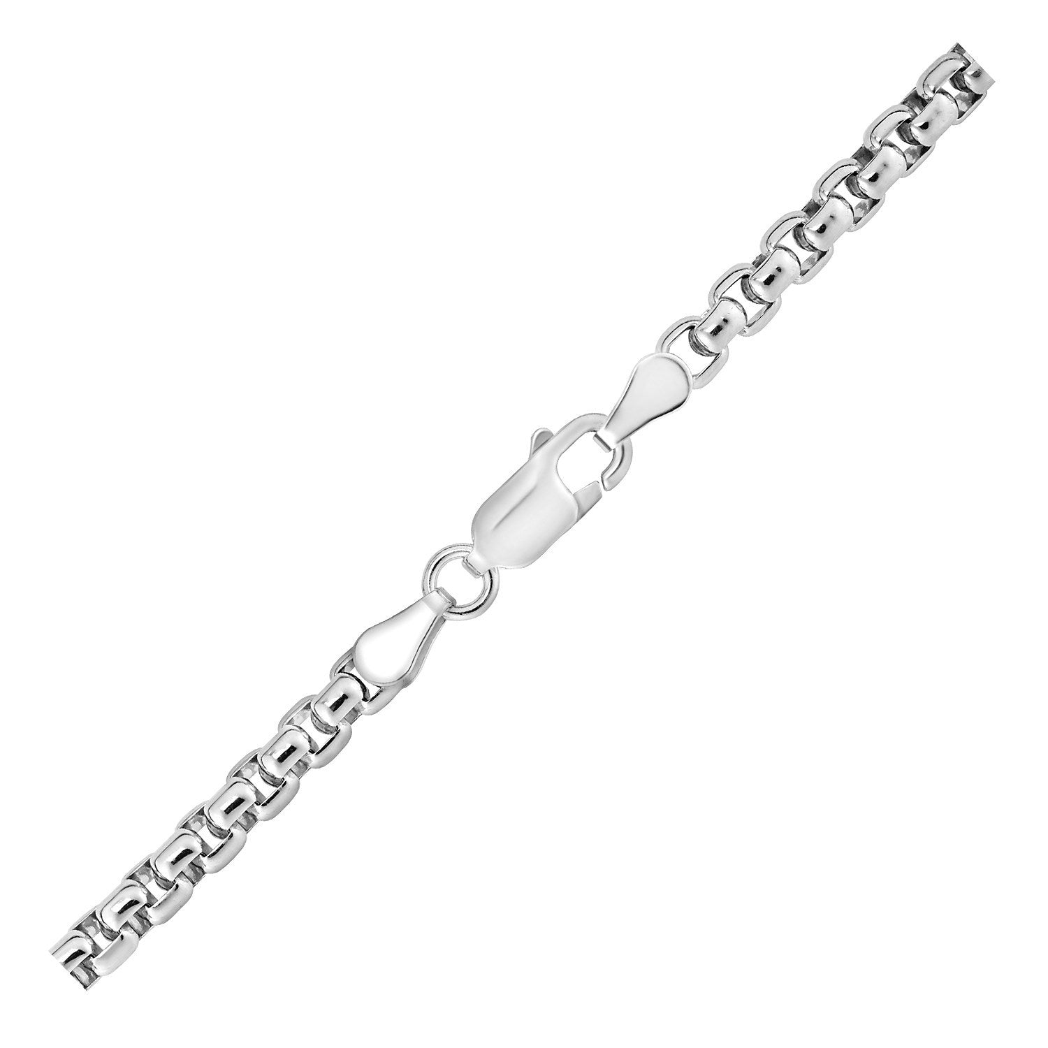 3.8mm Sterling Silver Rhodium Plated Round Box Chain Bids.com