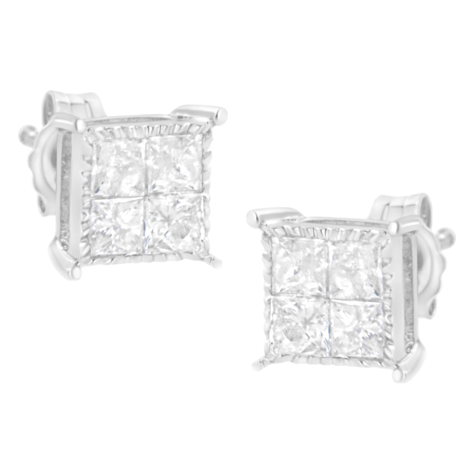 Sterling Silver 3/4 cttw Composite Diamond Stud Earrings (I-J, I2-I3) Bids.com