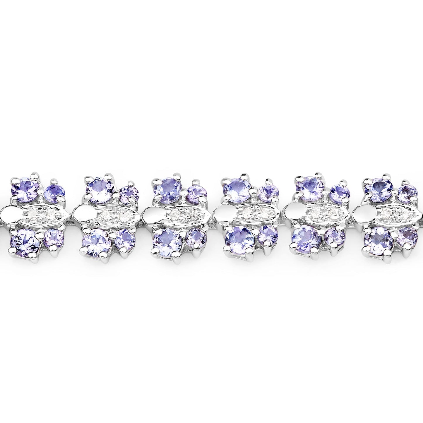 7.02 Carat Genuine Tanzanite and White Sapphire .925 Sterling Silver Bracelet Bids.com