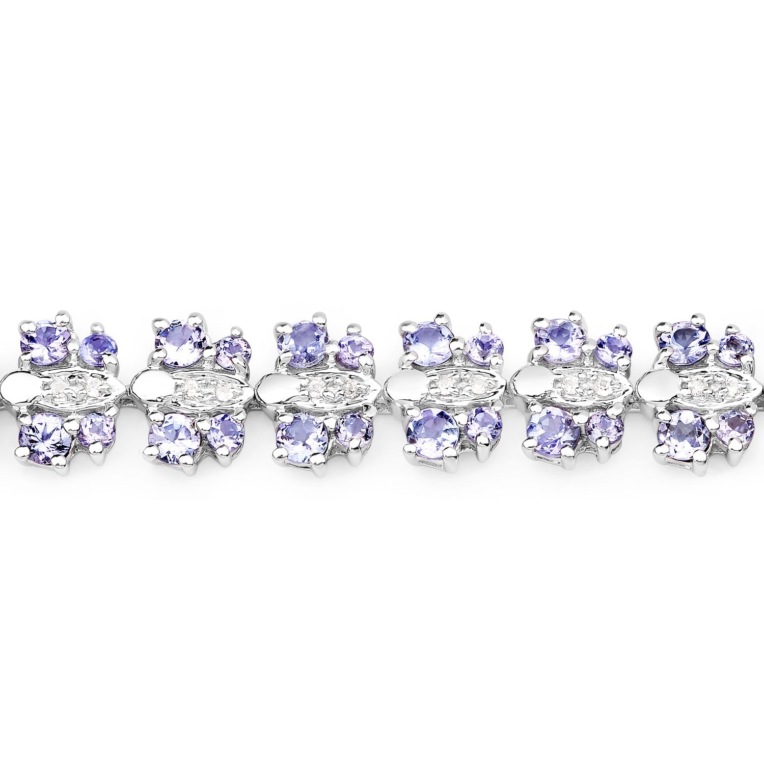 7.02 Carat Genuine Tanzanite and White Sapphire .925 Sterling Silver Bracelet Bids.com