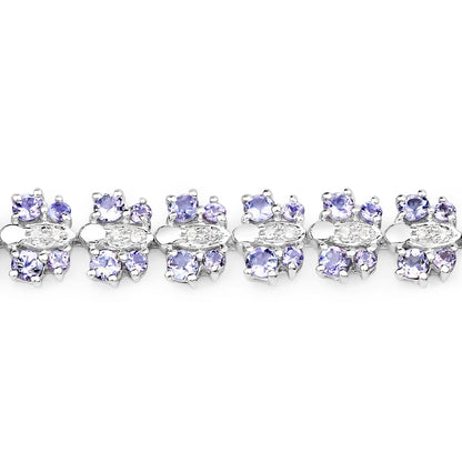 7.02 Carat Genuine Tanzanite and White Sapphire .925 Sterling Silver Bracelet Bids.com