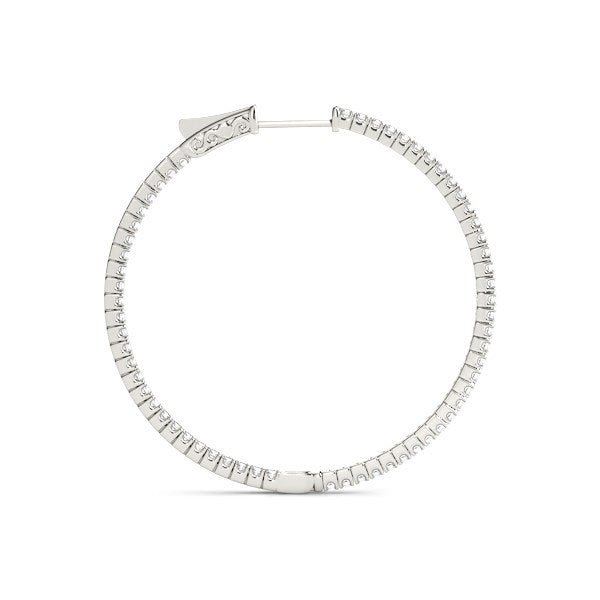 14k White Gold Slim Two Sided Diamond Hoop Earrings (1 1/2 cttw) Bids.com