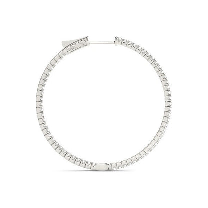 14k White Gold Slim Two Sided Diamond Hoop Earrings (1 1/2 cttw) Bids.com