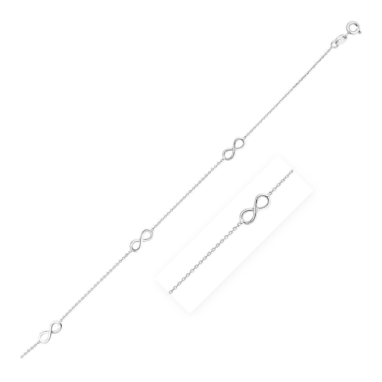 Sterling Silver Anklet with Infinity Symbols Bids.com