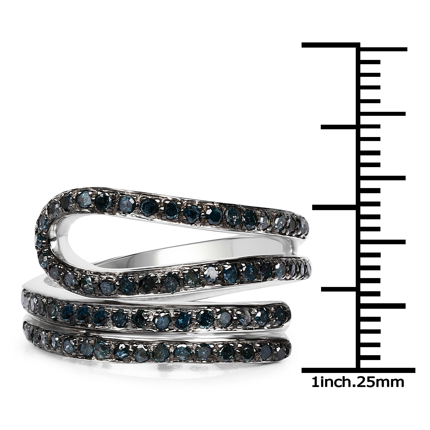 0.83 Carat Genuine Blue Diamond .925 Sterling Silver Ring Bids.com