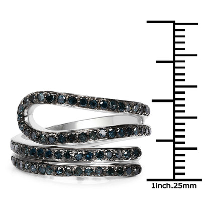 0.83 Carat Genuine Blue Diamond .925 Sterling Silver Ring Bids.com