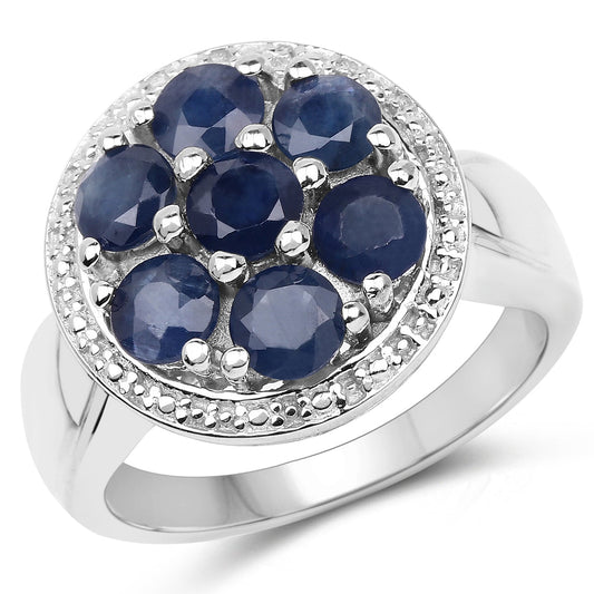 2.10 Carat Genuine Blue Sapphire .925 Sterling Silver Ring Bids.com