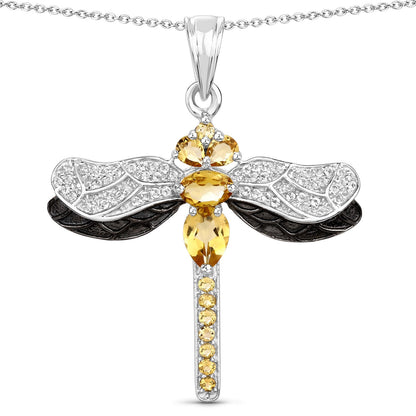 1.79 Carat Genuine Citrine and White Topaz .925 Sterling Silver Pendant Bids.com