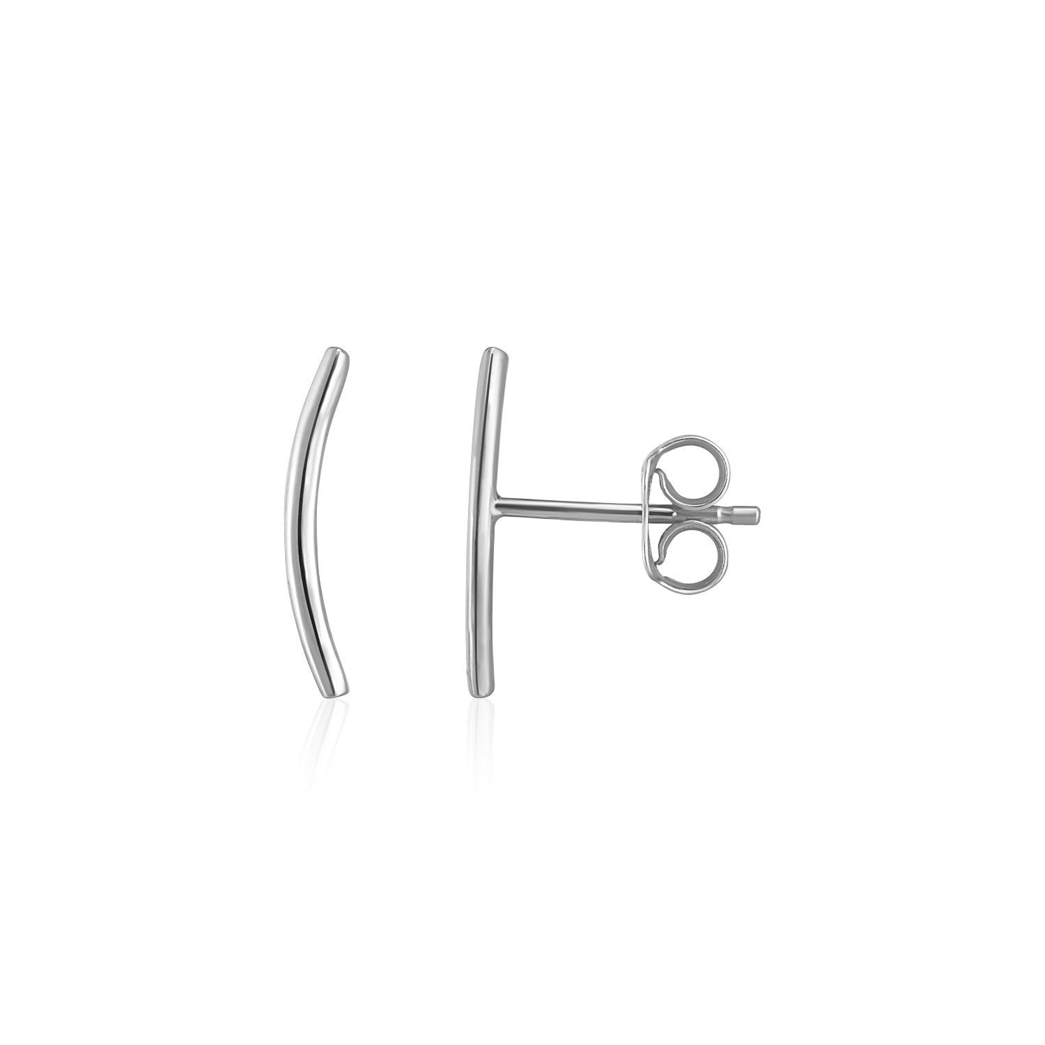 14k White Gold Curve Climber Post Earrings Bids.com