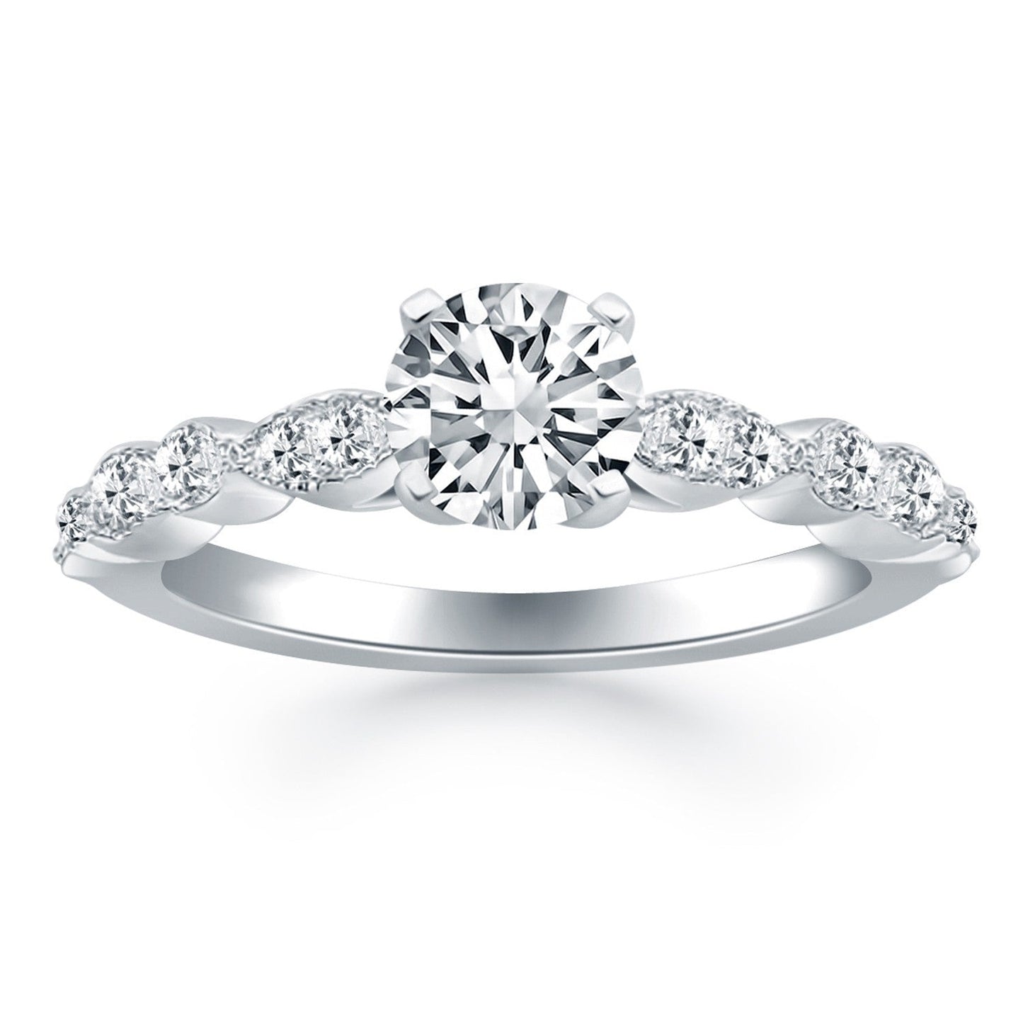14k White Gold Fancy Shaped Diamond Engagement Ring Bids.com
