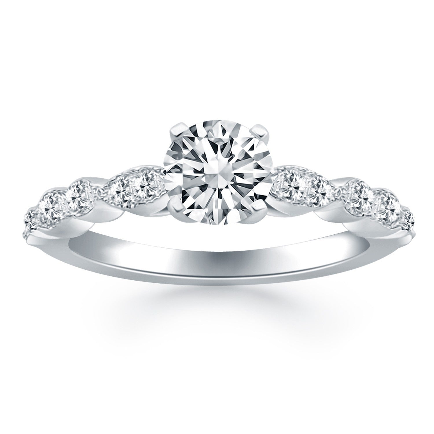 14k White Gold Fancy Shaped Diamond Engagement Ring Bids.com