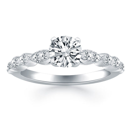 14k White Gold Fancy Shaped Diamond Engagement Ring Bids.com