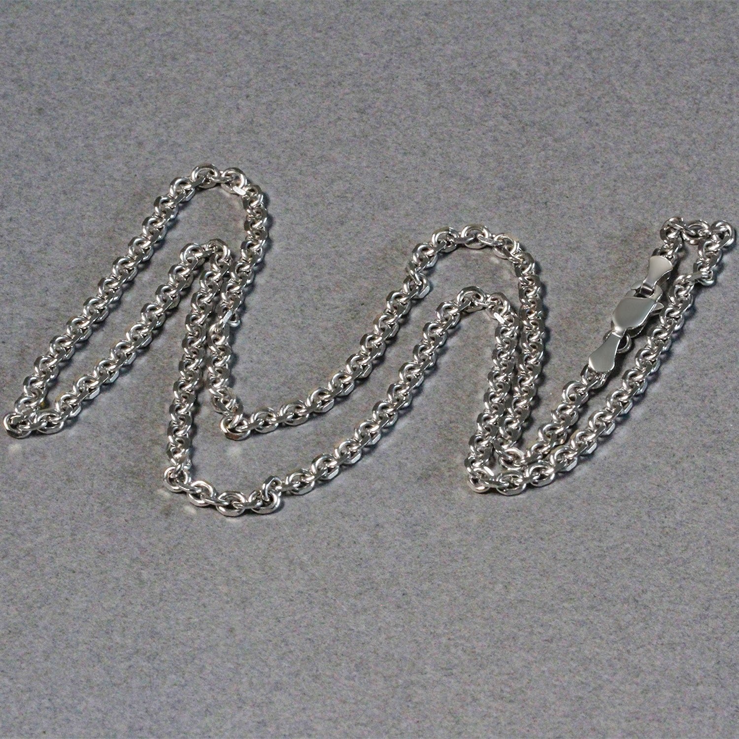 14k White Gold Diamond Cut Cable Link Chain (2.90 mm) Bids.com