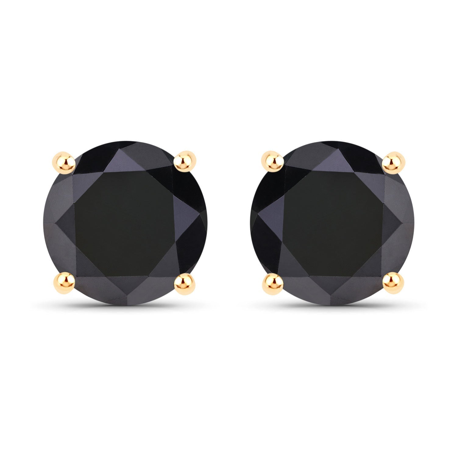 4.30 Carat Genuine Black Diamond 14K Yellow Gold Earrings Bids.com