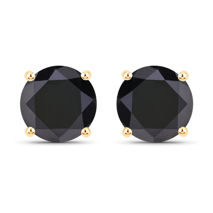 4.30 Carat Genuine Black Diamond 14K Yellow Gold Earrings Bids.com