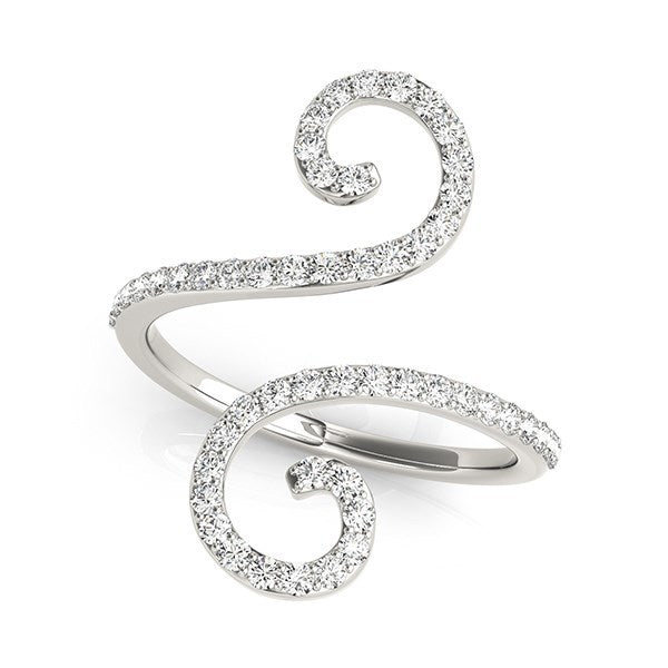 14k White Gold Diamond Open Flourish Style Ring (1/2 cttw) Bids.com