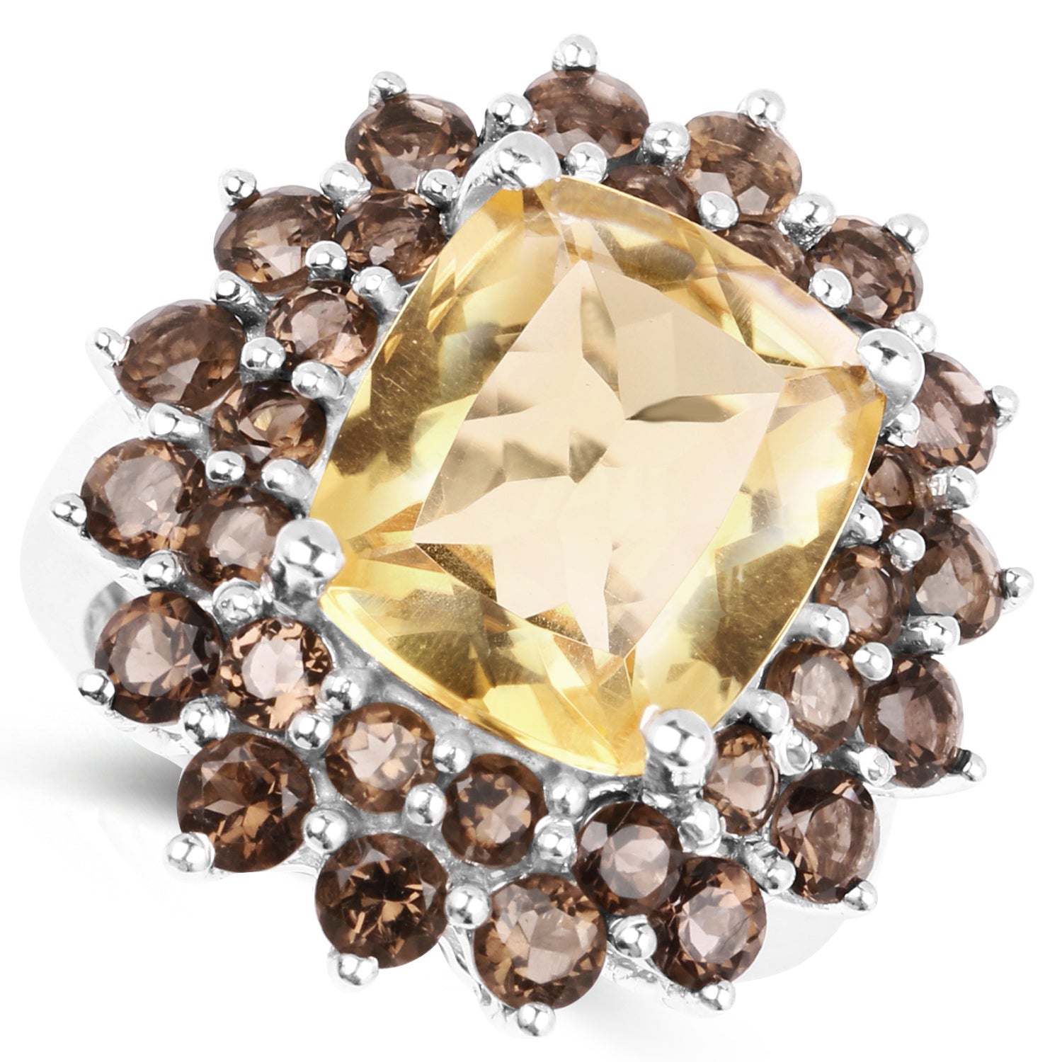 8.95 Carat Genuine Citrine and Smoky Quartz .925 Sterling Silver Ring Bids.com