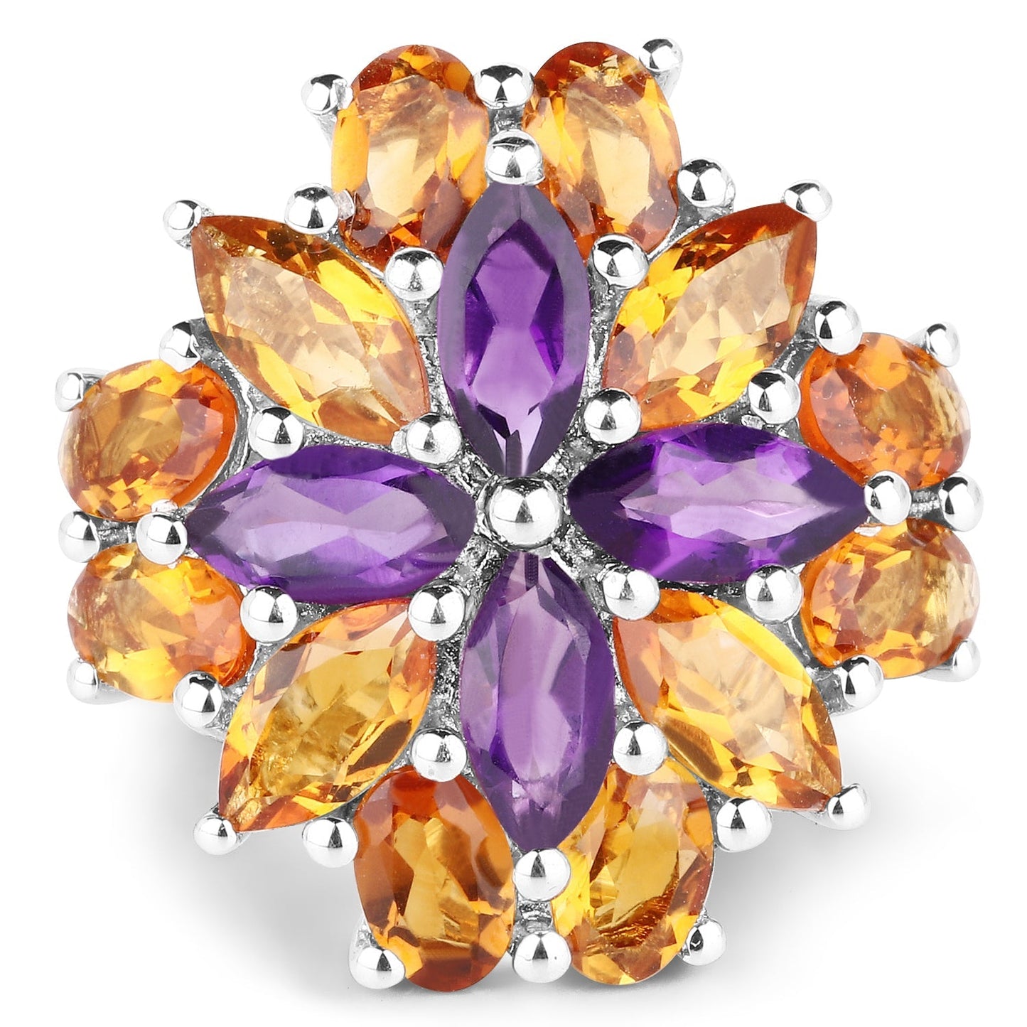 7.96 Carat Genuine Amethyst & Madeira Citrine .925 Sterling Silver Ring Bids.com
