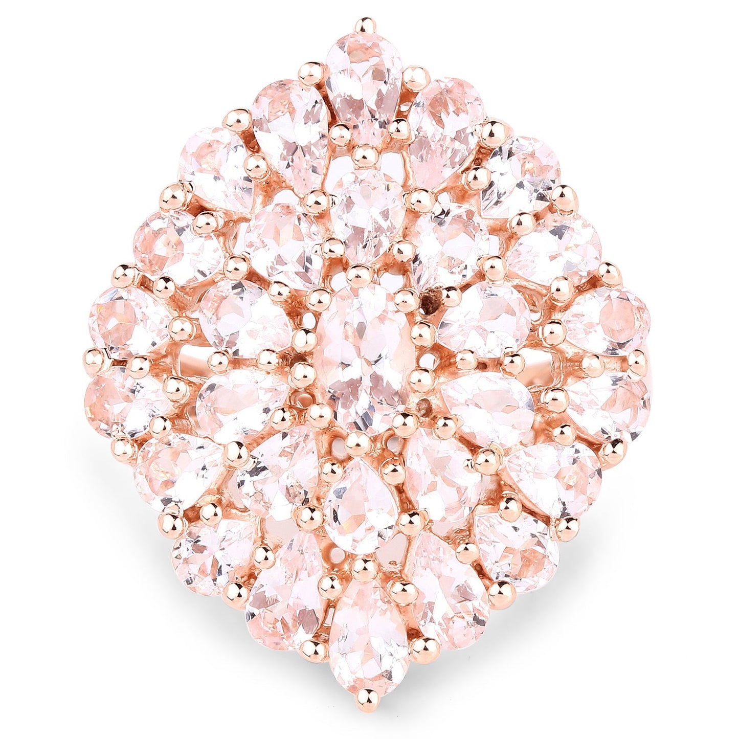 18K Rose Gold Plated 4.55 Carat Genuine Morganite .925 Sterling Silver Ring Bids.com