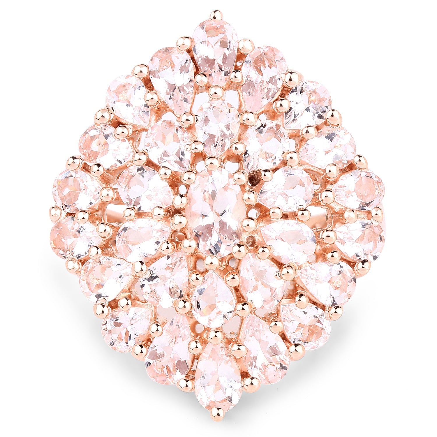 18K Rose Gold Plated 4.55 Carat Genuine Morganite .925 Sterling Silver Ring Bids.com