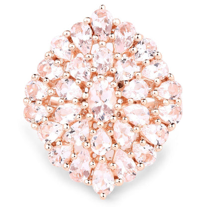 18K Rose Gold Plated 4.55 Carat Genuine Morganite .925 Sterling Silver Ring Bids.com