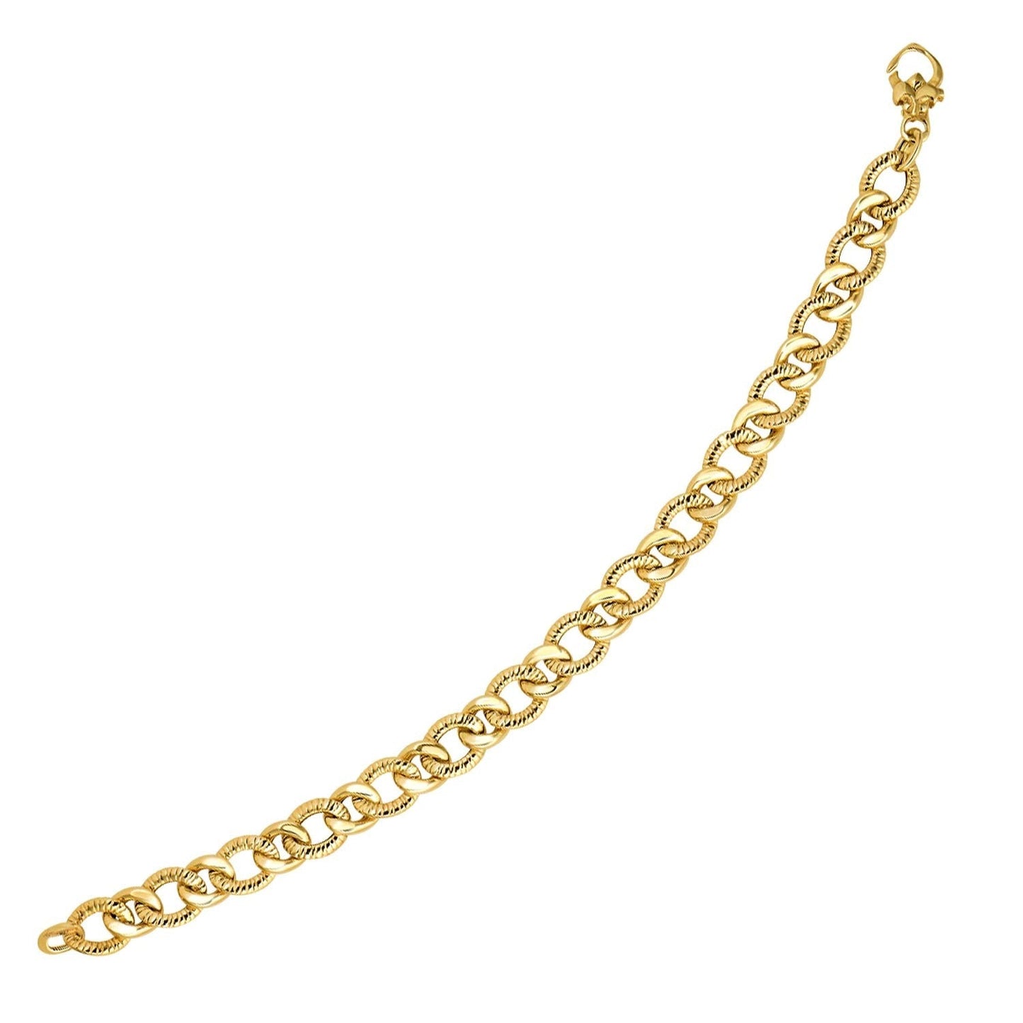 14k Yellow Gold Curb Chain Design with Diamond Cuts Bracelet Bids.com