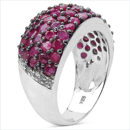 3.58 Carat Genuine Ruby & White Diamond .925 Sterling Silver Ring Bids.com